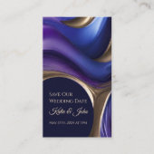 Hochzeit Rettete unser Date- Modern Blue Lila Gold Visitenkarte (Vorderseite)
