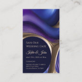 Hochzeit Rettete unser Date- Modern Blue Lila Gold Visitenkarte (Vorderseite)