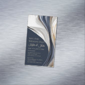 Hochzeit Rettete unser Date- Modern Blue White und Magnetische Visitenkarte (Beispiel)