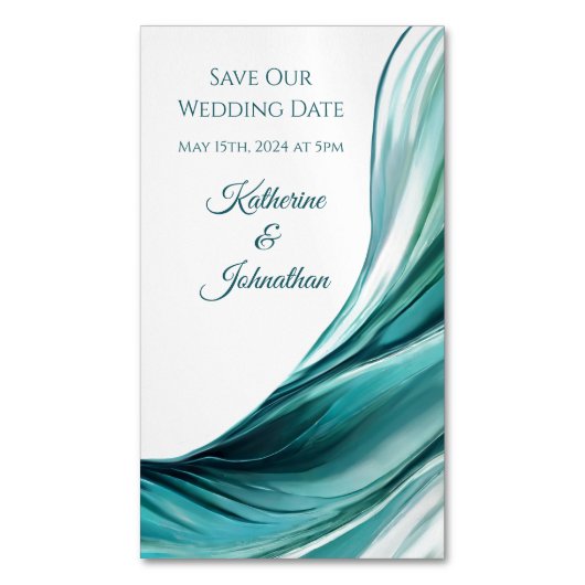 Hochzeit Rettete unser Date - Modern Emerald Green Magnetische Visitenkarte (Vorderseite Vertikal)