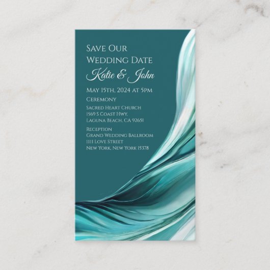 Hochzeit Rettete unser Date - Modern Emerald Green Visitenkarte (Vorderseite)