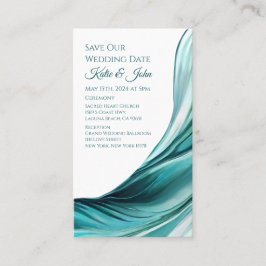 Hochzeit Rettete unser Date - Modern Emerald Green Visitenkarte