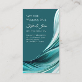 Hochzeit Rettete unser Date - Modern Emerald Green Visitenkarte