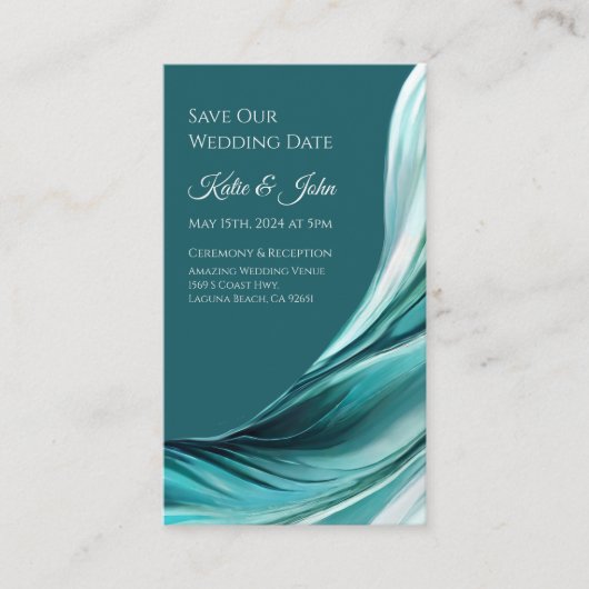 Hochzeit Rettete unser Date - Modern Emerald Green Visitenkarte (Vorderseite)