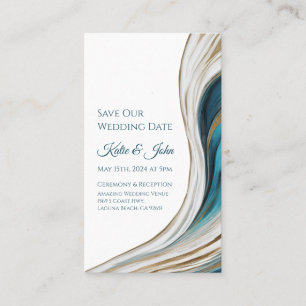Hochzeit Rettete unser Datum - Modernes Blau und G Visitenkarte