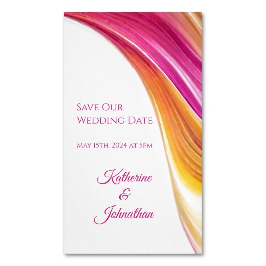 Hochzeit Rettete unser Datum - Modernrosa Gelb- Magnetische Visitenkarte (Vorderseite Vertikal)