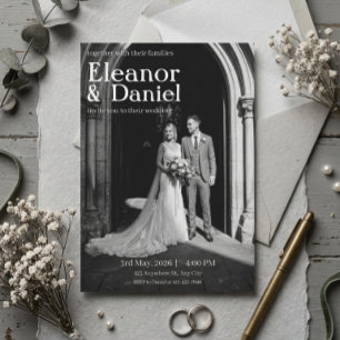 Hochzeit Romantik in Schwarz-Weiß Einladung