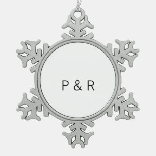 Hochzeit romantischer Partner fügt Anfangsbuchstab Schneeflocken Zinn-Ornament