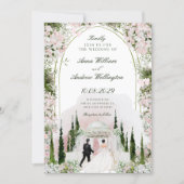 Hochzeit Romantischer Wasserfarben-Blumenbogen Einladung (Vorderseite)