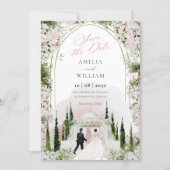 Hochzeit Romantischer Wasserfarben-Blumenbogen Save The Date (Vorderseite)