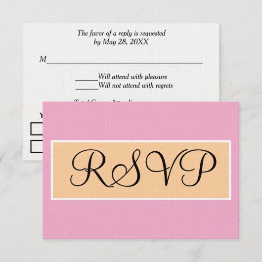 Hochzeit Rosa Beige Sand RSVP Karte (Vorne/Hinten)