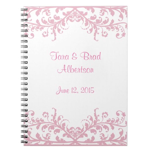 Hochzeit, Rosa Blüh Gästeschein in Buch (Vorderseite)