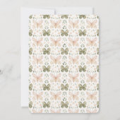 Hochzeit rosa grüne Schmetterlinge Einladung (Rückseite)