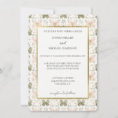 Hochzeit rosa grüne Schmetterlinge Einladung (Vorderseite)