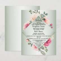Hochzeit Rosa Pfirsich Blumen Rustikal Grün Detail