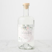 Hochzeit | Rosa Rosen, blass grün Alkoholflaschenetikett (Vorderseite)