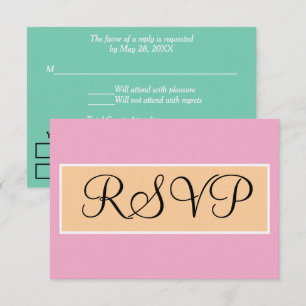 Hochzeit Rosa Sandstrand Seafoam Grün RSVP Karte