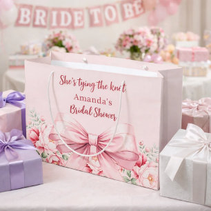 Hochzeit rosa Schleife floraler Junggesellinnenabs Große Geschenktüte