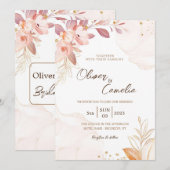 Hochzeit Rosa und braun Einladungskarte Einladung (Vorne/Hinten)