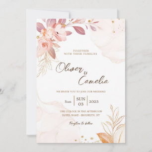 Hochzeit Rosa und braun Einladungskarte Einladung