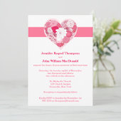 Hochzeit | Rosa und Weiß | Floral | Herz Einladung (Stehend Vorderseite)
