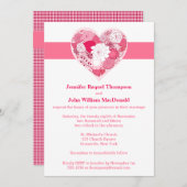 Hochzeit | Rosa und Weiß | Floral | Herz Einladung (Vorne/Hinten)