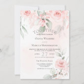 Hochzeit | Rosa Wasserfarben Rose Einladung (Vorderseite)