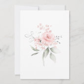 Hochzeit | Rosa Wasserfarben Rose Einladung (Rückseite)