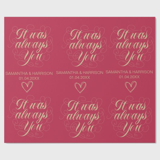 Hochzeit Rose für Klassik Es war immer du Geschenkpapier (Flach)