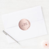 Hochzeit Rose gold Paar monogram danke Runder Aufkleber (Umschlag)