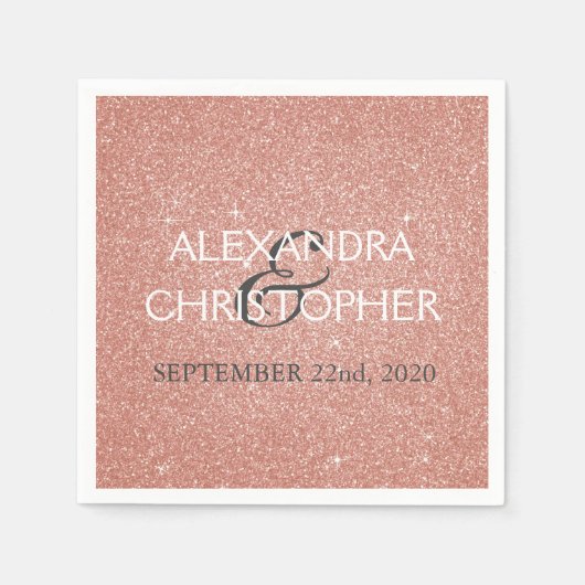 Hochzeit Rose Gold Rosa Rosa Glitzer Napkins Serviette (Vorderseite)