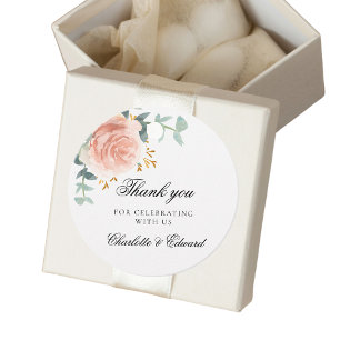 Hochzeit Rose goldene Blumengrün Danke Geschenkanhänger