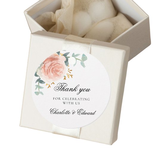 Hochzeit Rose goldene Blumengrün Danke Geschenkanhänger