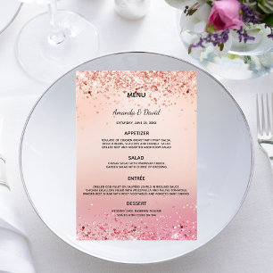 Hochzeit Roségold rosa Konfetti-Speisekarte Einladung