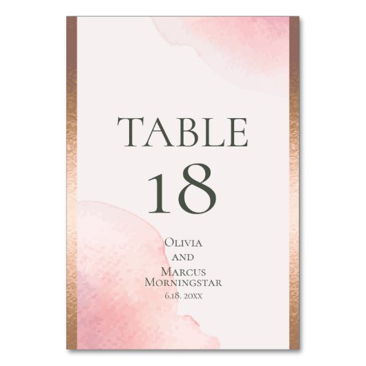 HOCHZEIT | Rosen Blush Wasserfarbe Splash Tischnummer (Rückseite)