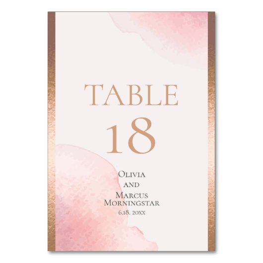 HOCHZEIT | Rosen Blush Wasserfarbe Splash Tischnummer (Rückseite)