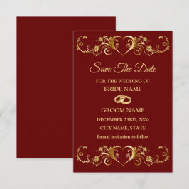 Hochzeit Rot Golden Geometrisches Muster Elegant Save The Date