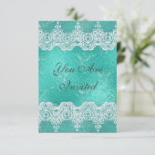 Hochzeit Royal Einladung Mint Blue & Lace (Stehend Vorderseite)