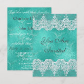 Hochzeit Royal Einladung Mint Blue & Lace (Vorne/Hinten)