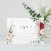 Hochzeit RSVP | Burgund und Elfenbein (Stehend Vorderseite)