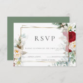 Hochzeit RSVP | Burgund und Elfenbein (Vorne/Hinten)