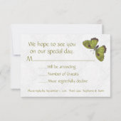 Hochzeit RSVP Butterfly Brocade grün (Rückseite)