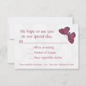 Hochzeit RSVP Butterfly Brocade rot (Rückseite)