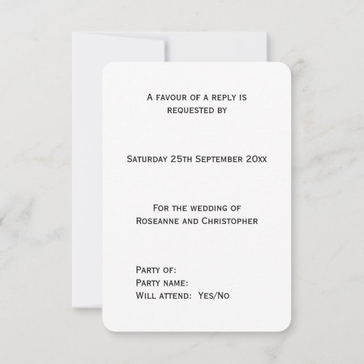 Hochzeit RSVP Card Bride Groom (Rückseite)