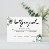 Hochzeit RSVP Card Grünkalligrafie Karte (Stehend Vorderseite)