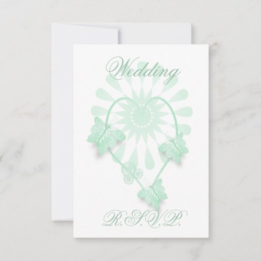 Hochzeit RSVP Card Peppermint Butterflies Herz (Vorderseite)