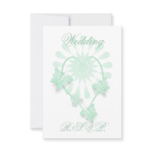 Hochzeit RSVP Card Peppermint Butterflies Herz