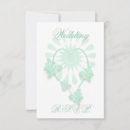 Hochzeit RSVP Card Peppermint Butterflies Herz Karte