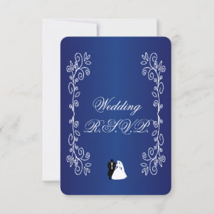 Hochzeit RSVP Card Royal Blue Colored Bride Groom Karte