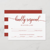 Hochzeit RSVP Card Terracotta Calligraphy (Vorne/Hinten)